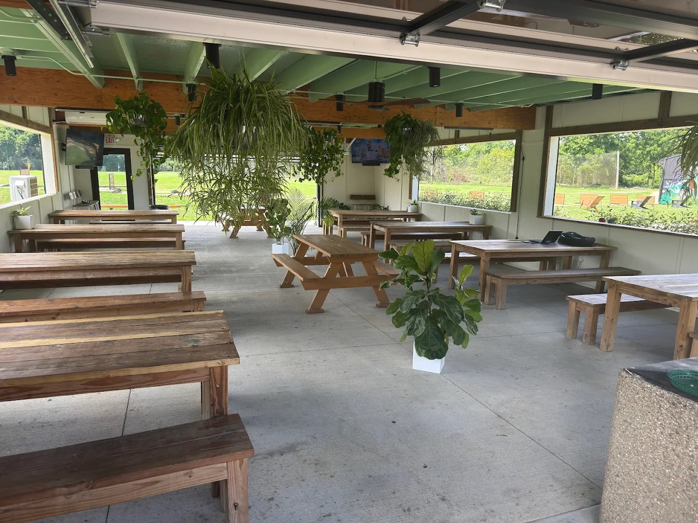 The covered patio event space at The Acres